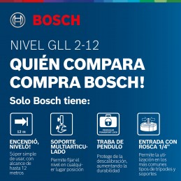 NIVEL LÁSER DE LÍNEAS BOSCH ALCANCE 12 METROS GLL 2-12 G